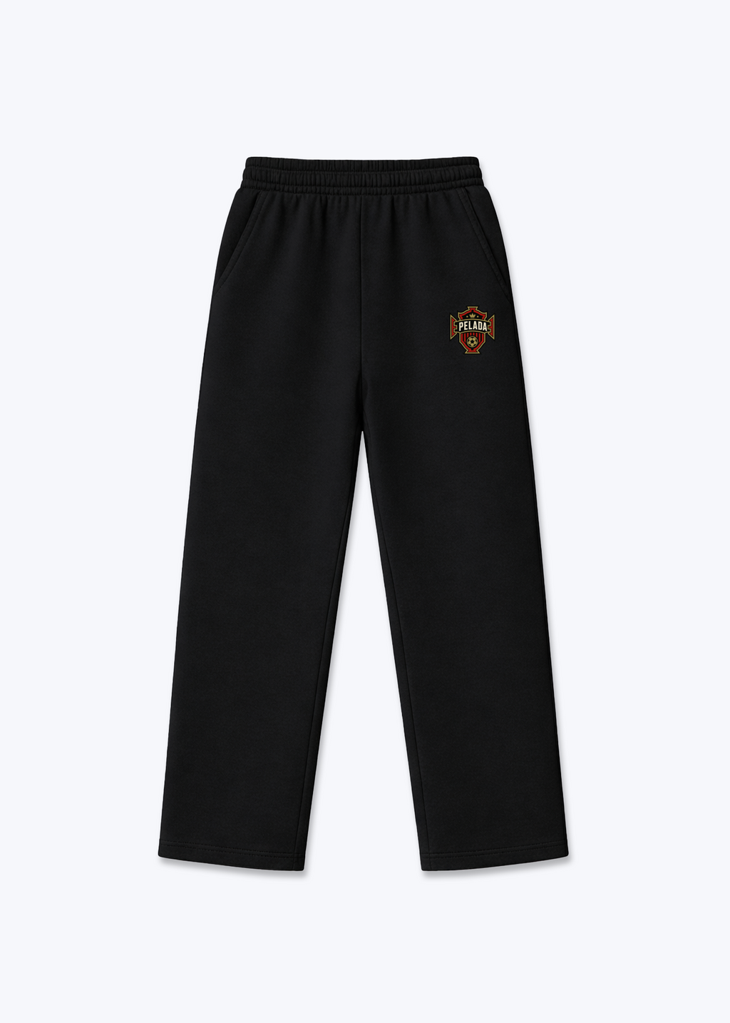 PORTUGAL OPEN LEG JOGGER - Black Front (Designed)