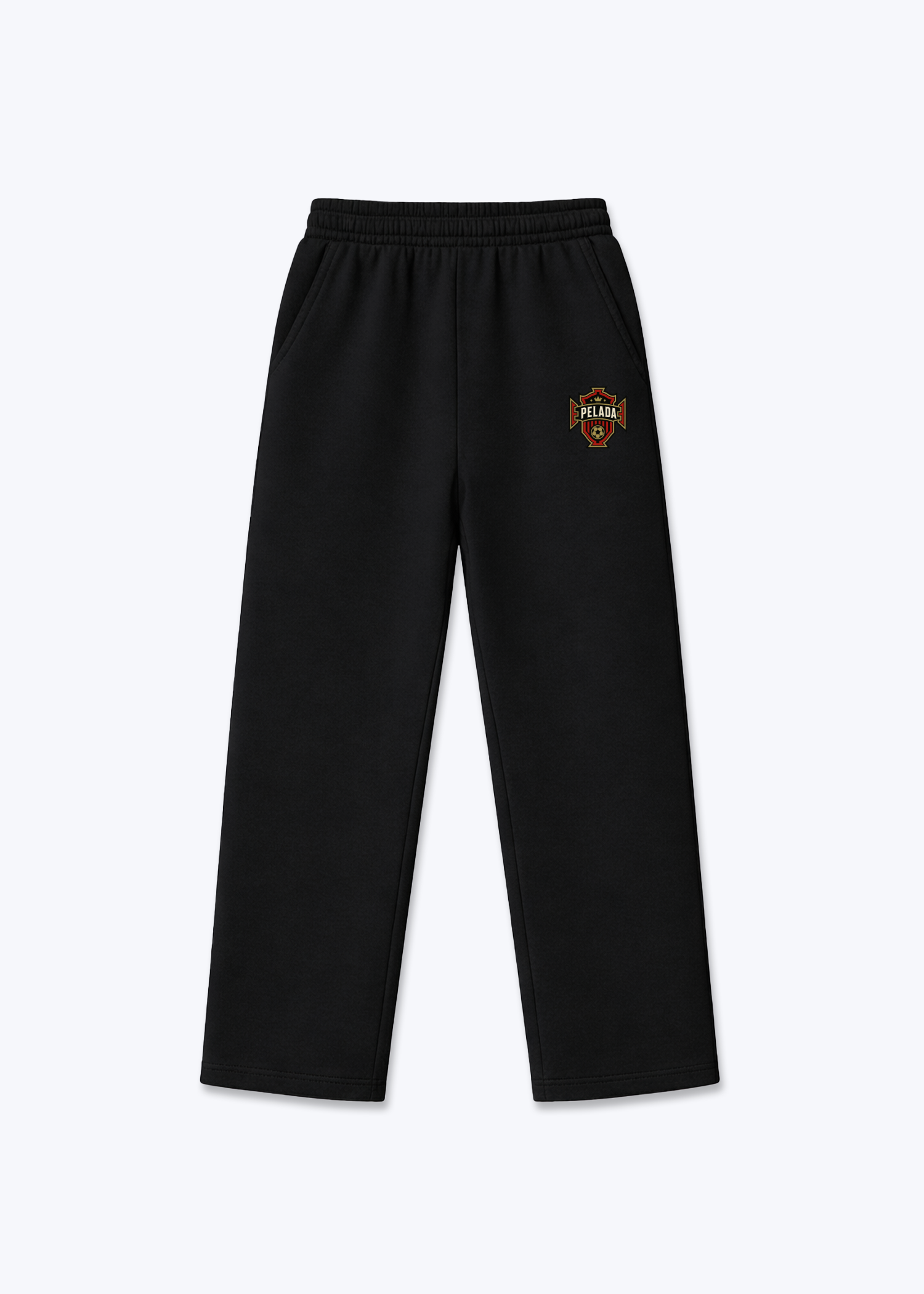 PORTUGAL OPEN LEG JOGGER - Black Front (Designed)